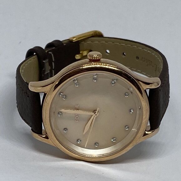 Fossil Laney BQ3392 Women's Brown Leather Analog Gold Dial Quartz Watch XR473 - Picture 7 of 12